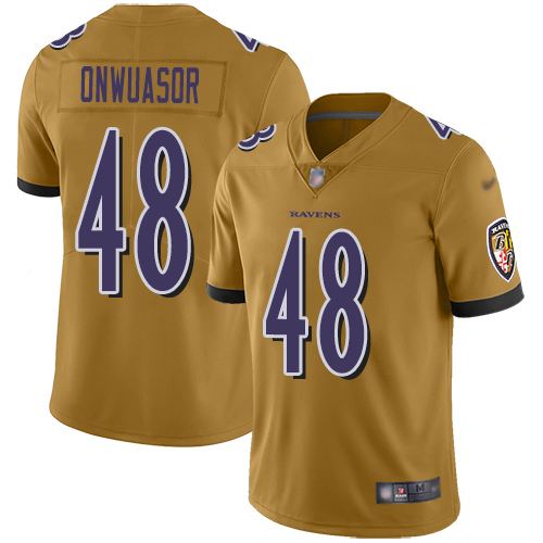 Baltimore Ravens Limited Gold Men Patrick Onwuasor Jersey NFL Football #48 Inverted Legend